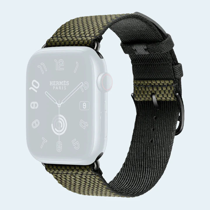 Buy Apple Watch Hermes Strap Toile H Single Tour 45mm Vert/Noir